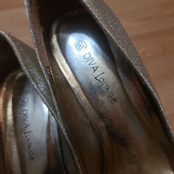 Diva Lounge 8 1/2 Golden sparkles High heel shoes - Picture 5 of 7